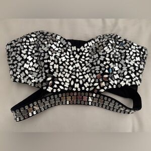 Marciano Black mirrored strapless top